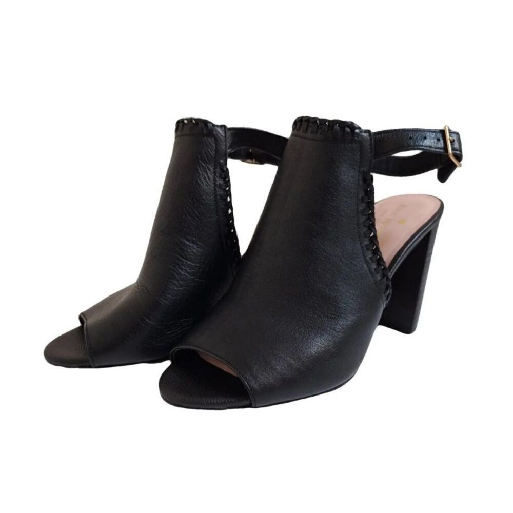 Kate Spade Black Leather Sandals Block Heels Women size 5.5